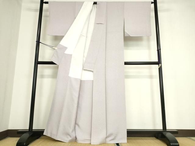 平和屋着物○上質な色無地 宝尽くし地紋 牡丹鼠色 正絹 逸品