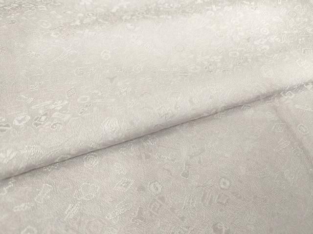 平和屋着物●上質な色無地　宝尽くし地紋　牡丹鼠色　正絹　逸品　DAAX3809az 平和屋着物○上質な色無地 宝尽くし地紋 牡丹鼠色 正絹 逸品