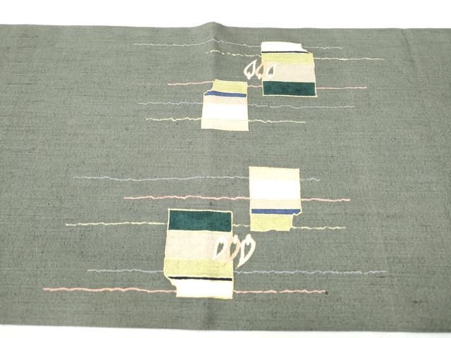 平和屋着物○太鼓柄袋帯 紬地 器物文 金彩 正絹 逸品 CAAZ4220hy