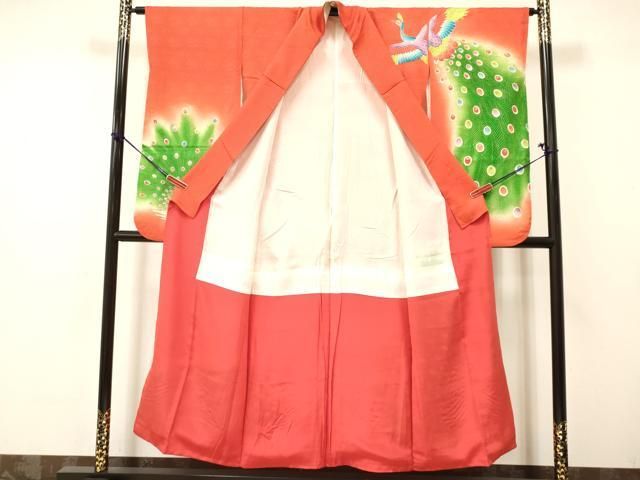 平和屋着物∵女の子 十三参り 子供 祝着 刺繍 絞り 孔雀 暈し染め 金彩  