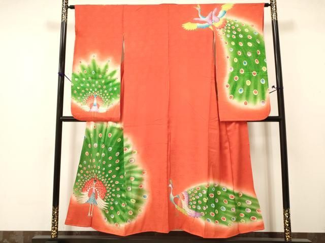 平和屋着物∵女の子 十三参り 子供 祝着 刺繍 絞り 孔雀 暈し染め 金彩  