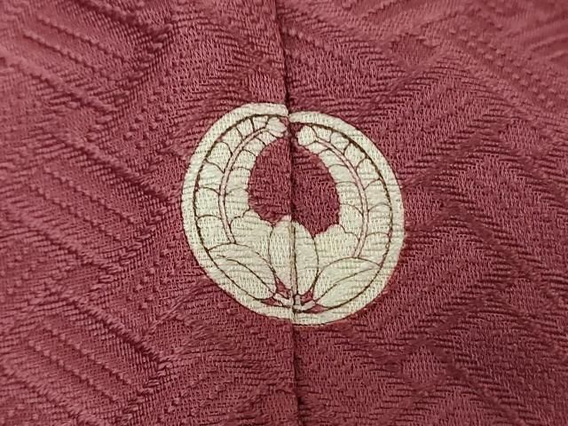 平和屋着物●上質な色無地　檜垣地紋　ワインレッド色　正絹　逸品　DAAY1779ps 平和屋着物○上質な色無地 檜垣地紋 ワインレッド色 正絹 逸品 DAAY1779ps