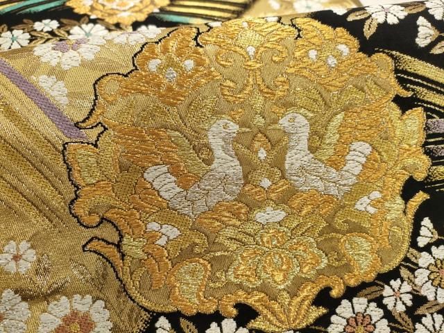 作家物 堀省平 ORIENT 袋帯 金彩 花菱文様 唐花 正絹 六通 Q1302 平和屋着物▽六通柄袋帯 唐織 花鳥文 金銀糸 正絹 逸品 AABC6634wj