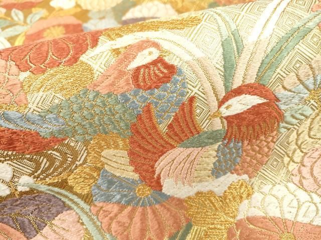 弥栄織物 スリーシーズン 袋帯 六通柄 正絹 花文 菊 証紙 未使用 イ5766 弥栄織物 スリーシーズン 袋帯 六通柄 正絹 花文 菊 証紙 未使用 イ