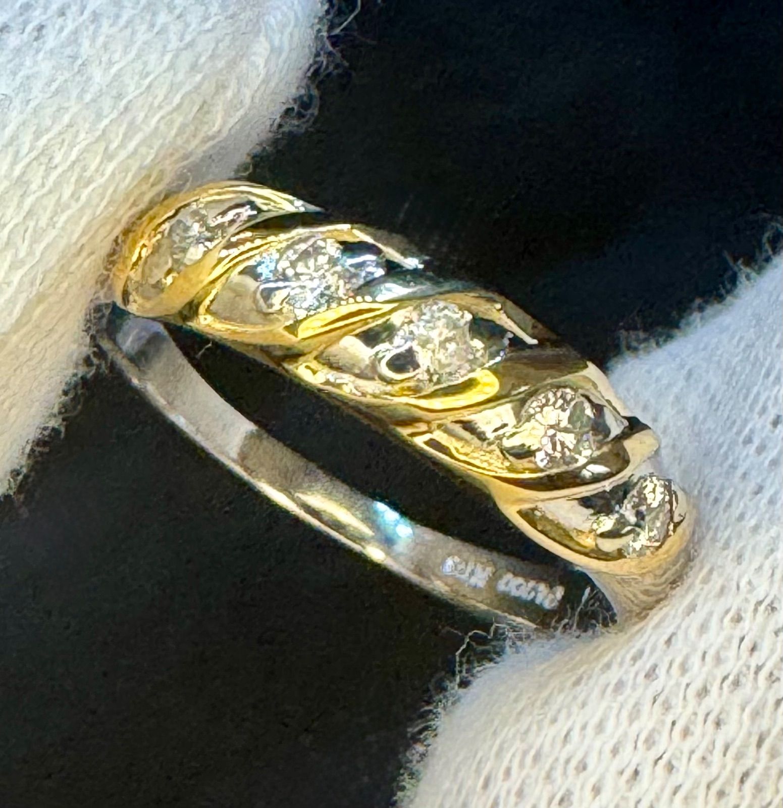 新品磨き済◇Pt900/K18*14号*ダイヤモンドコンビリング*プラチナ*指輪