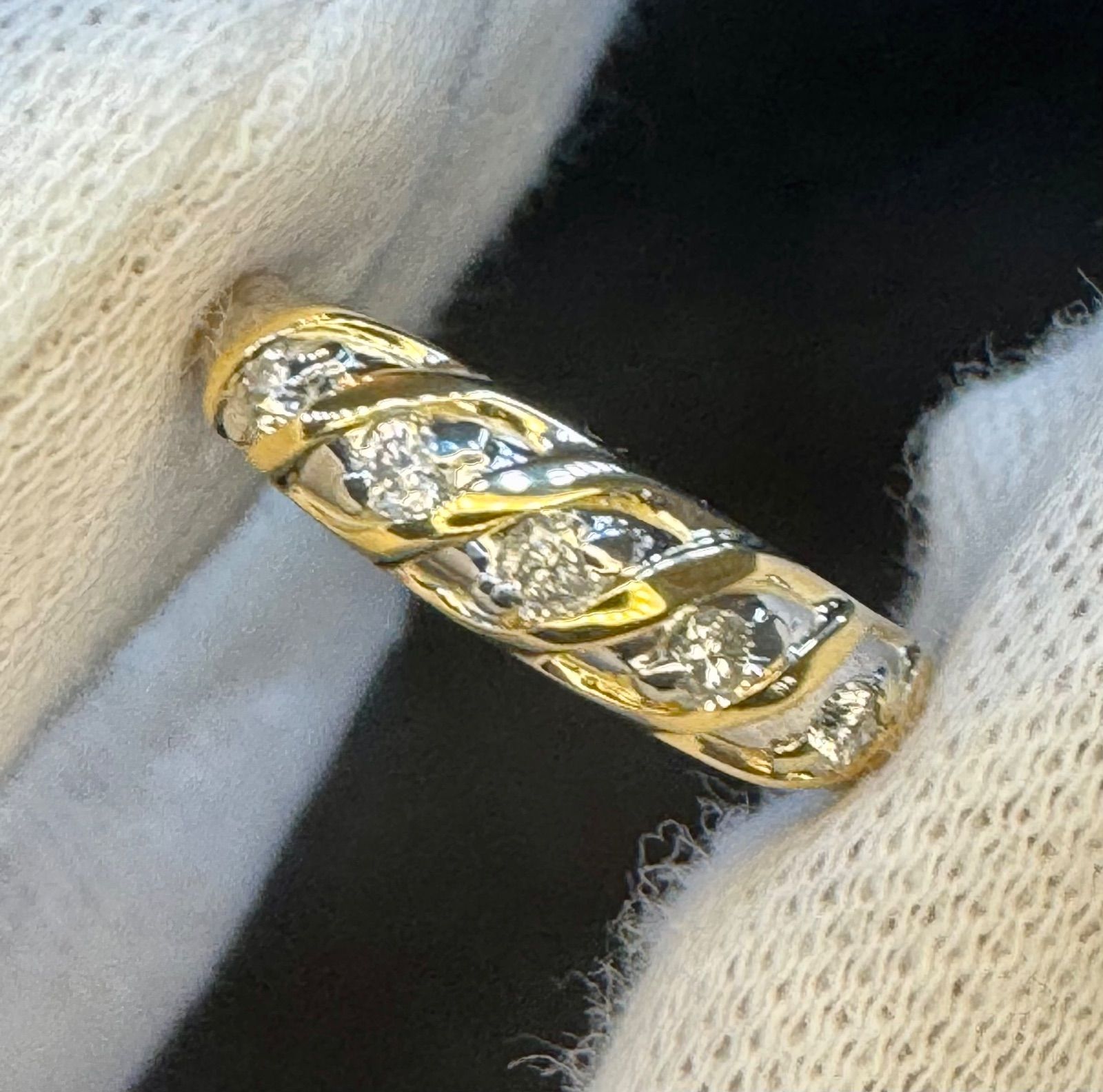 新品磨き済◇Pt900/K18*14号*ダイヤモンドコンビリング*プラチナ*指輪