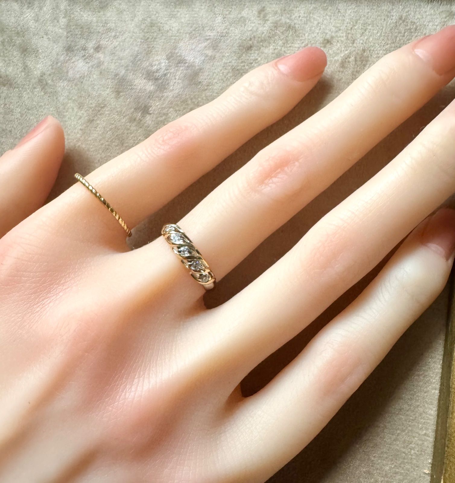 新品磨き済◇Pt900/K18*14号*ダイヤモンドコンビリング*プラチナ*指輪