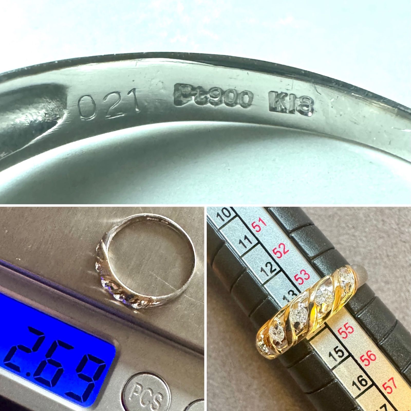 新品磨き済◆Pt900/K18*13号*ダイヤモンドコンビリング*プラチナ 指輪 新品磨き済◇Pt900/K18*13号*ダイヤモンドコンビリング*プラチナ 指輪