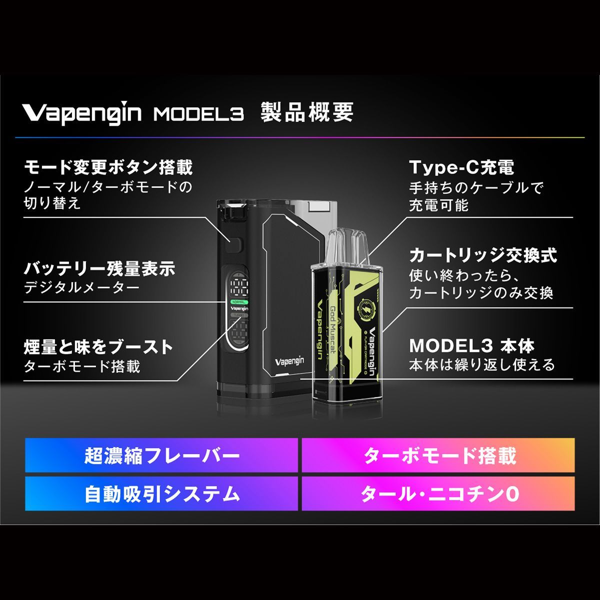 Vapengin Model3(ベイプエンジンモデル3)スターター(本体1個・フレーバーカートリッジ バニラアイスクリーム1個) ベイプ 本体 ...