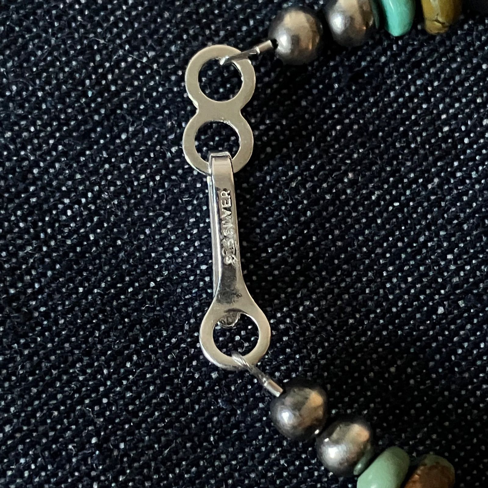 silver925ナバホパール×天然ターコイズのブレスレット 19.3cm メンズ v