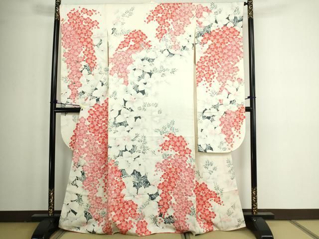 平和屋着物□豪華振袖 草花文 暈し染め 銀彩 正絹 逸品 AAAV8817ma