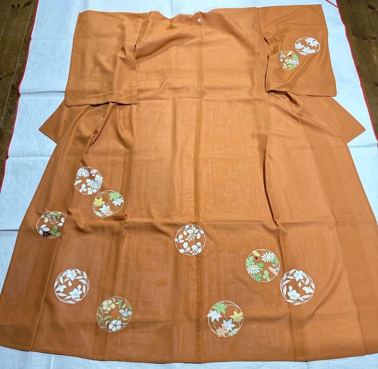 志ま亀　絽　付下げ　オレンジ　正絹 志ま亀 絽 付下げ オレンジ 正絹 - メルカリ