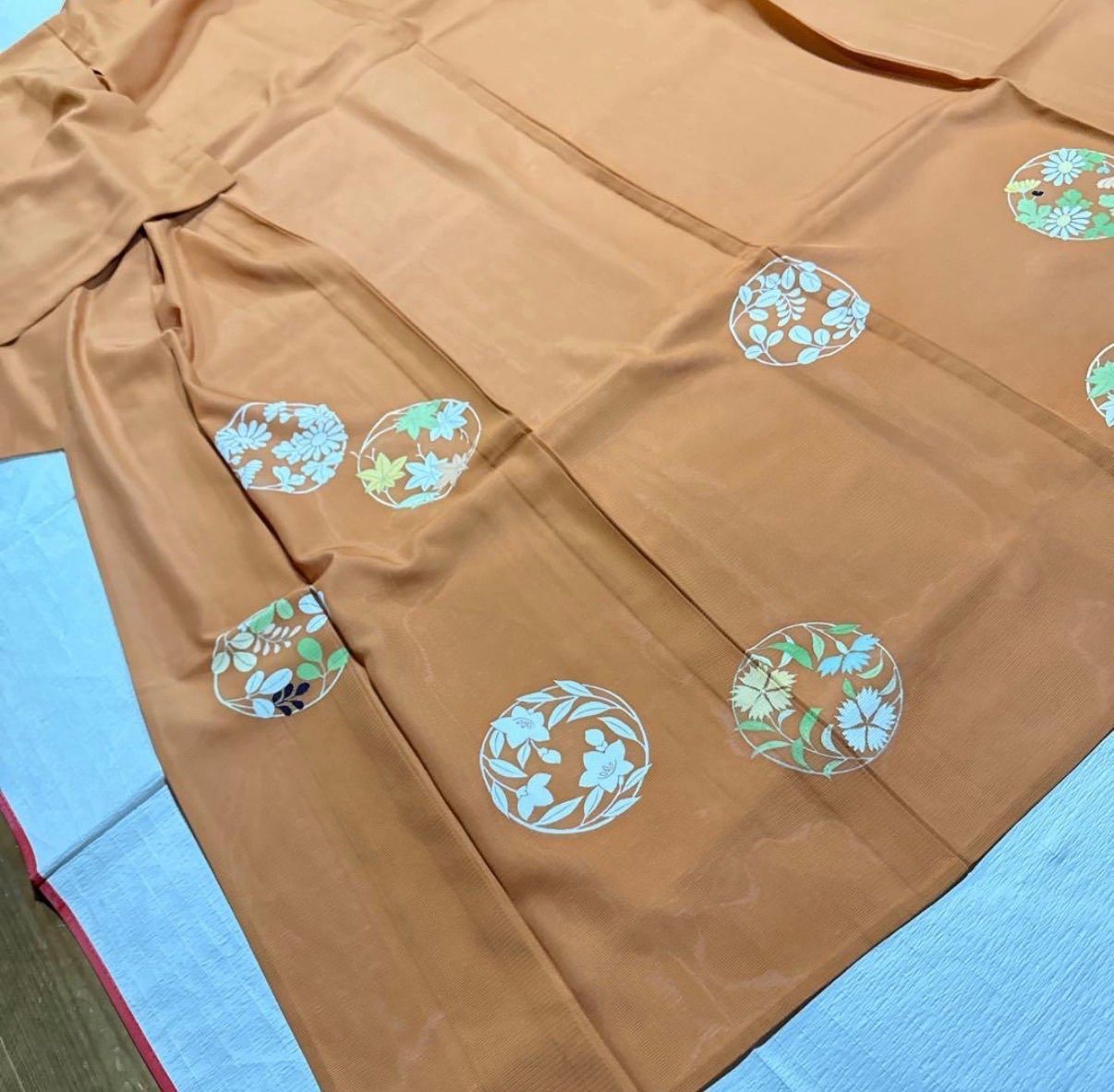 志ま亀　絽　付下げ　オレンジ　正絹 志ま亀 絽 付下げ オレンジ 正絹 - メルカリ