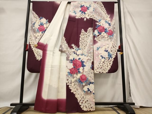 平和屋着物□豪華振袖 草花文 暈し染め 銀彩 正絹 逸品 AABD2038st
