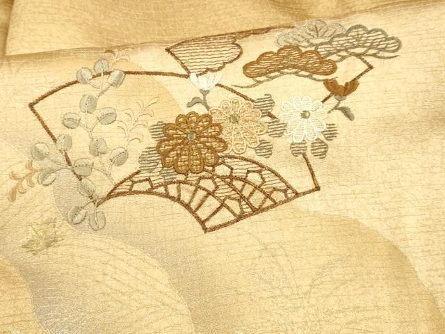 平和屋着物○訪問着 刺繍 舞葉文 暈し染め 正絹 逸品 未使用 AABA8866zg