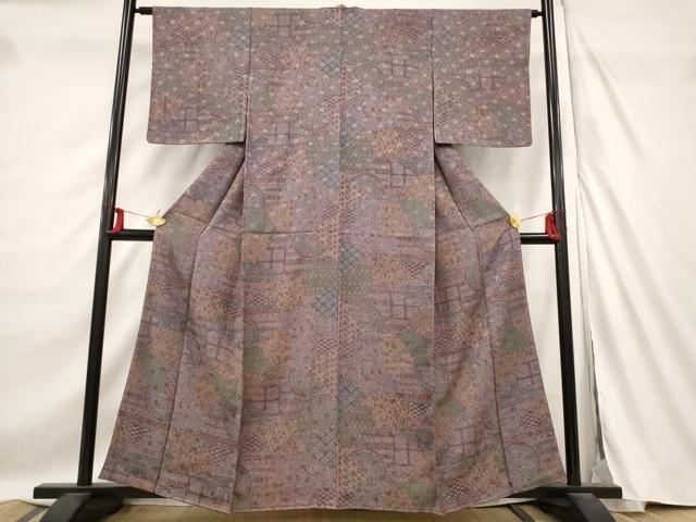 平和屋着物□上質な小紋 更紗花鳥文 正絹 逸品 未使用 AABD2051st