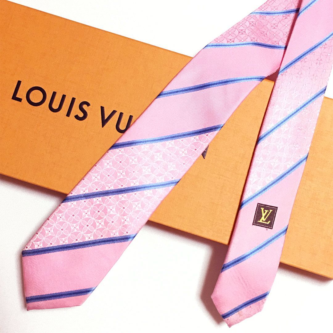 未使用級 ルイヴィトン Louis Vuitton ネクタイ シルク100% ピンク
