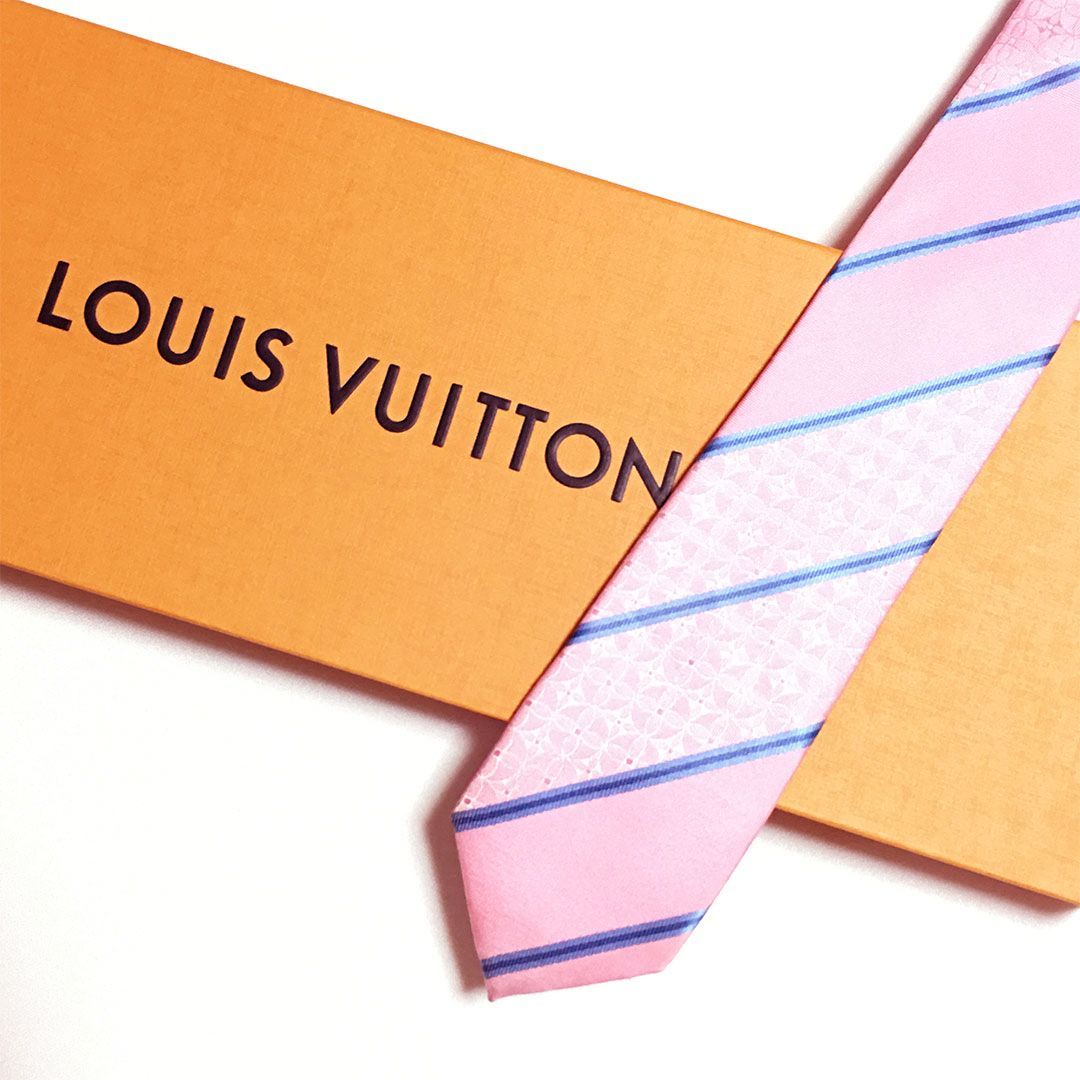 未使用級 ルイヴィトン Louis Vuitton ネクタイ シルク100% ピンク