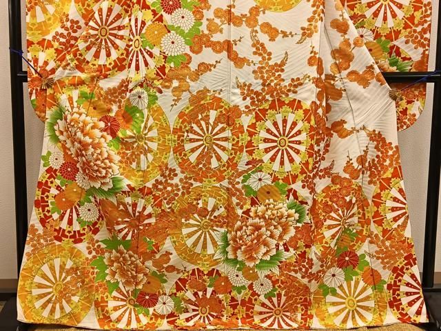 平和屋着物○小振袖 二尺袖 花束文 暈し染め 金彩 洗える