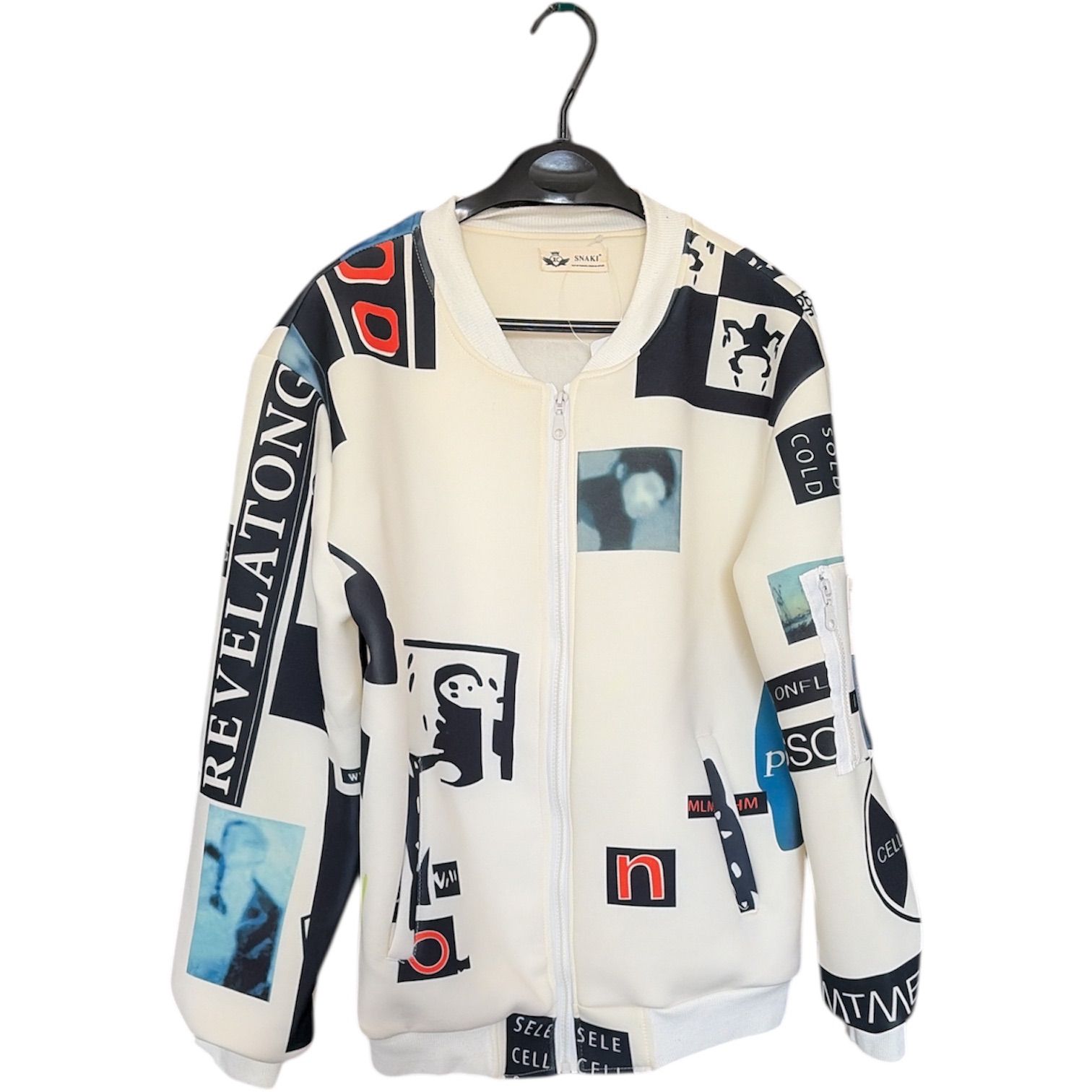 Z1624SNAKI スタジャン ジャンパー アウター 白 ホワイト メンズ 長袖