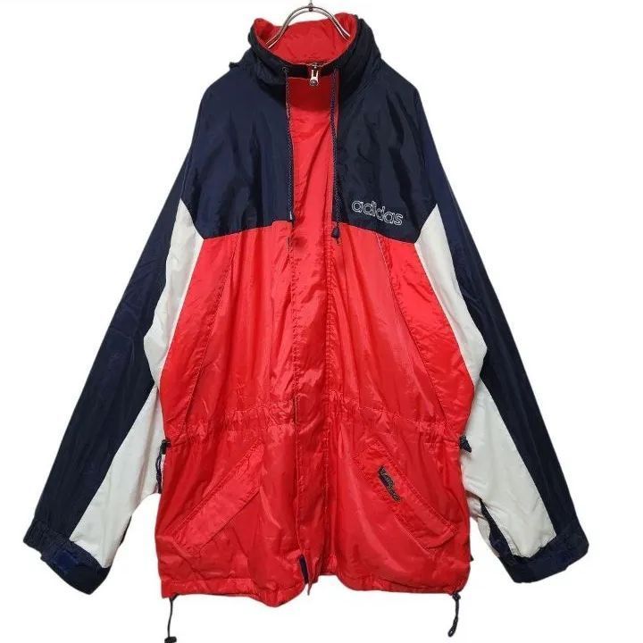 希少90s アディダス企業系ナイロンジャケット刺繍ロゴトリコロールカラーメンズM 希少90s アディダス企業系ナイロンジャケット刺繍ロゴトリコロール