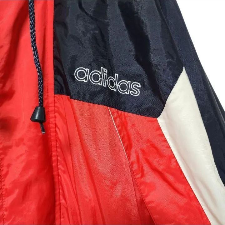 adidas ナイロンジャケット XL 刺繍ロゴ 90sトリコロール YKKジップ