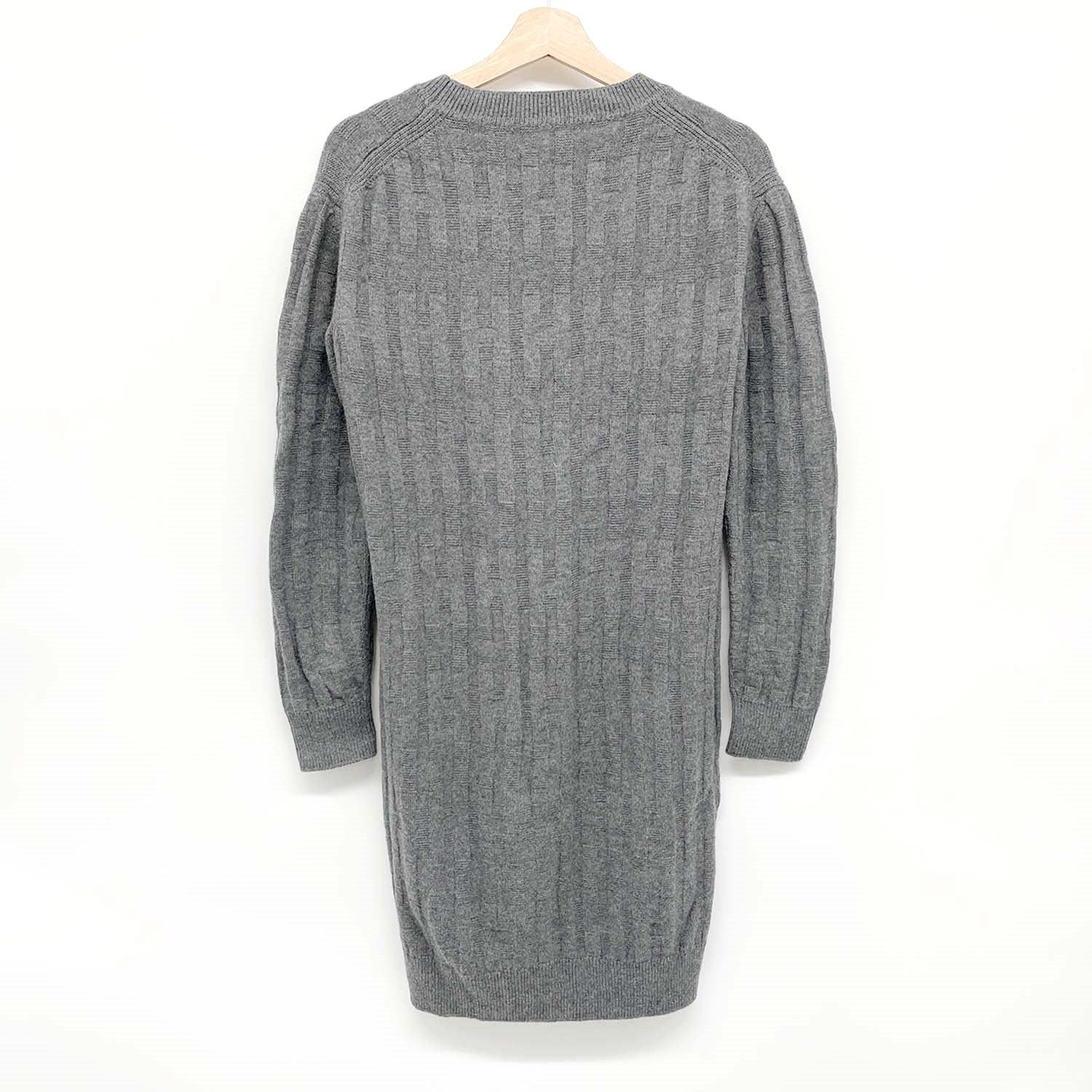 HERMES グレー　ターコイズ ウールセーター 38 クリーニング済み HERMES グレー ターコイズ ウールセーター 38 クリーニング済み HERMES