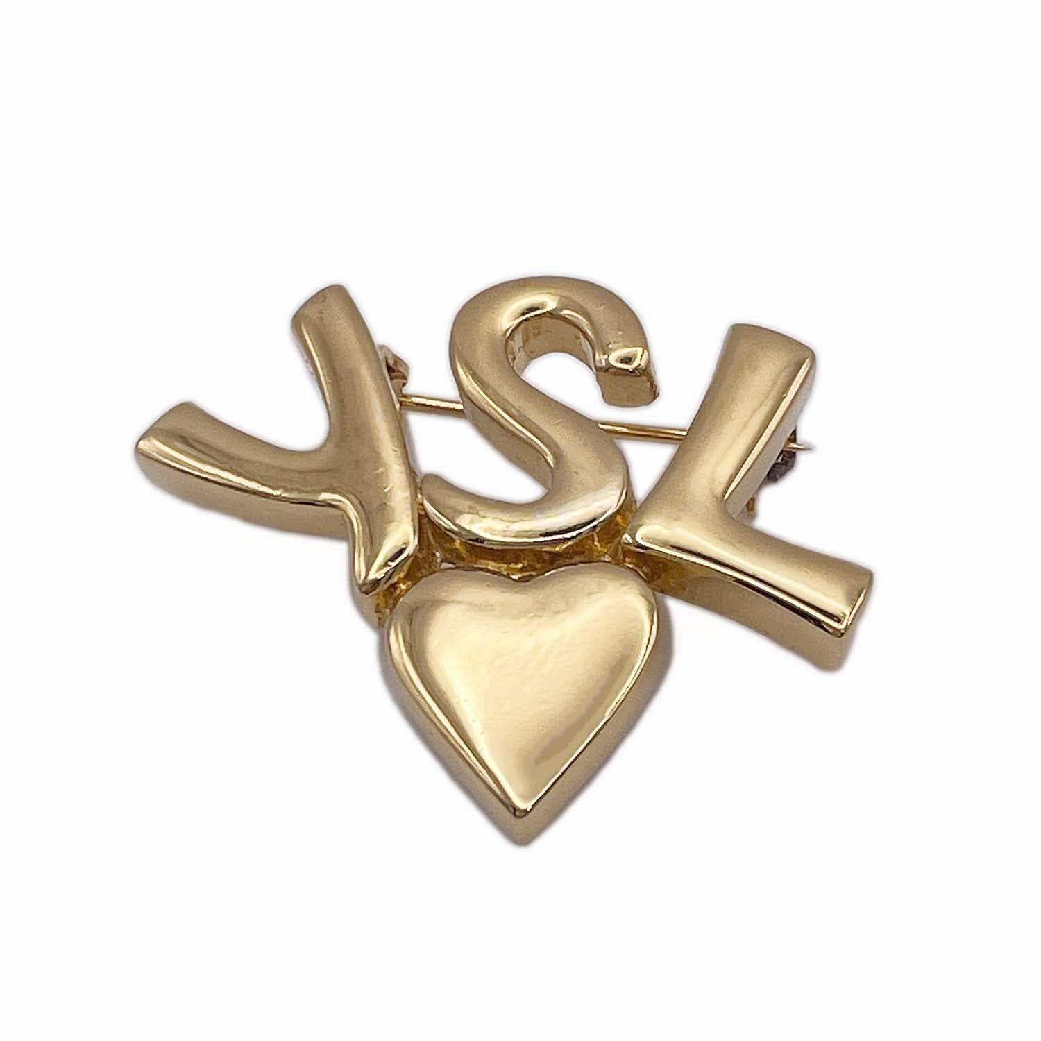 Yves Saint Laurent ロゴ&ハートブローチ Yves Saint Laurent ロゴ&ハートブローチ