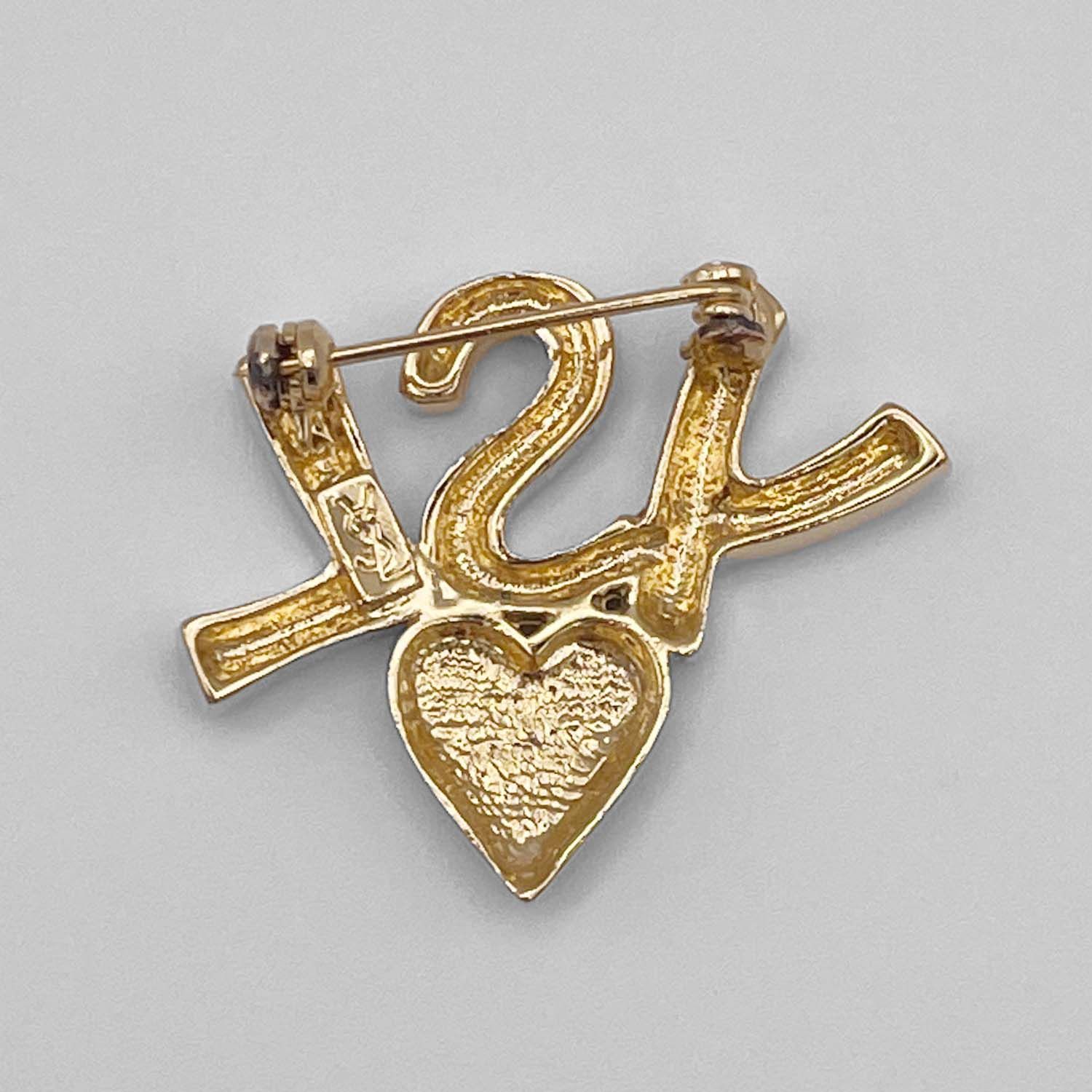 Yves Saint Laurent イヴサンローラン YSL ハート ロゴ ブローチ