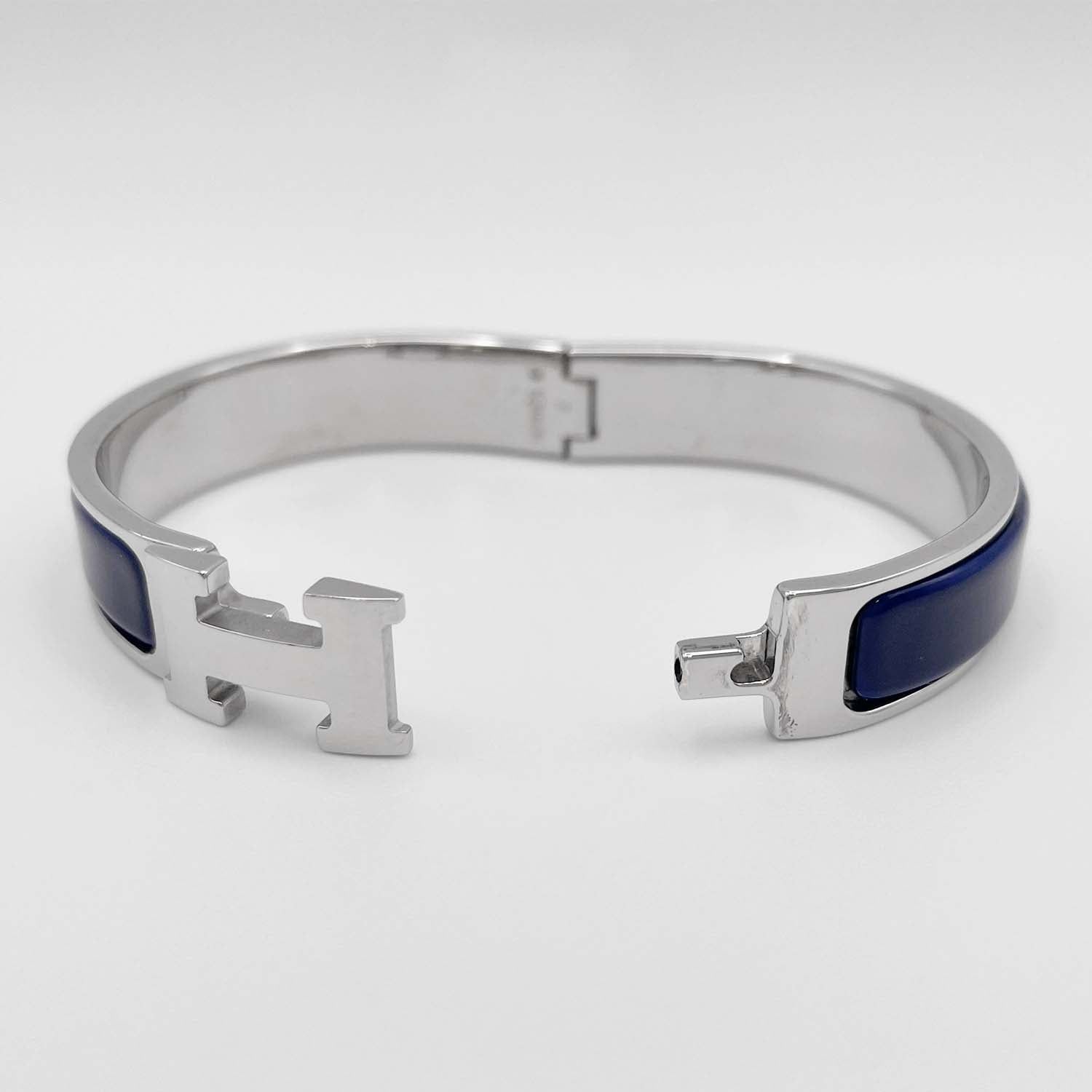 HERMES エルメス Hバングル PM 16cm クリックH ブレスレット ブルー