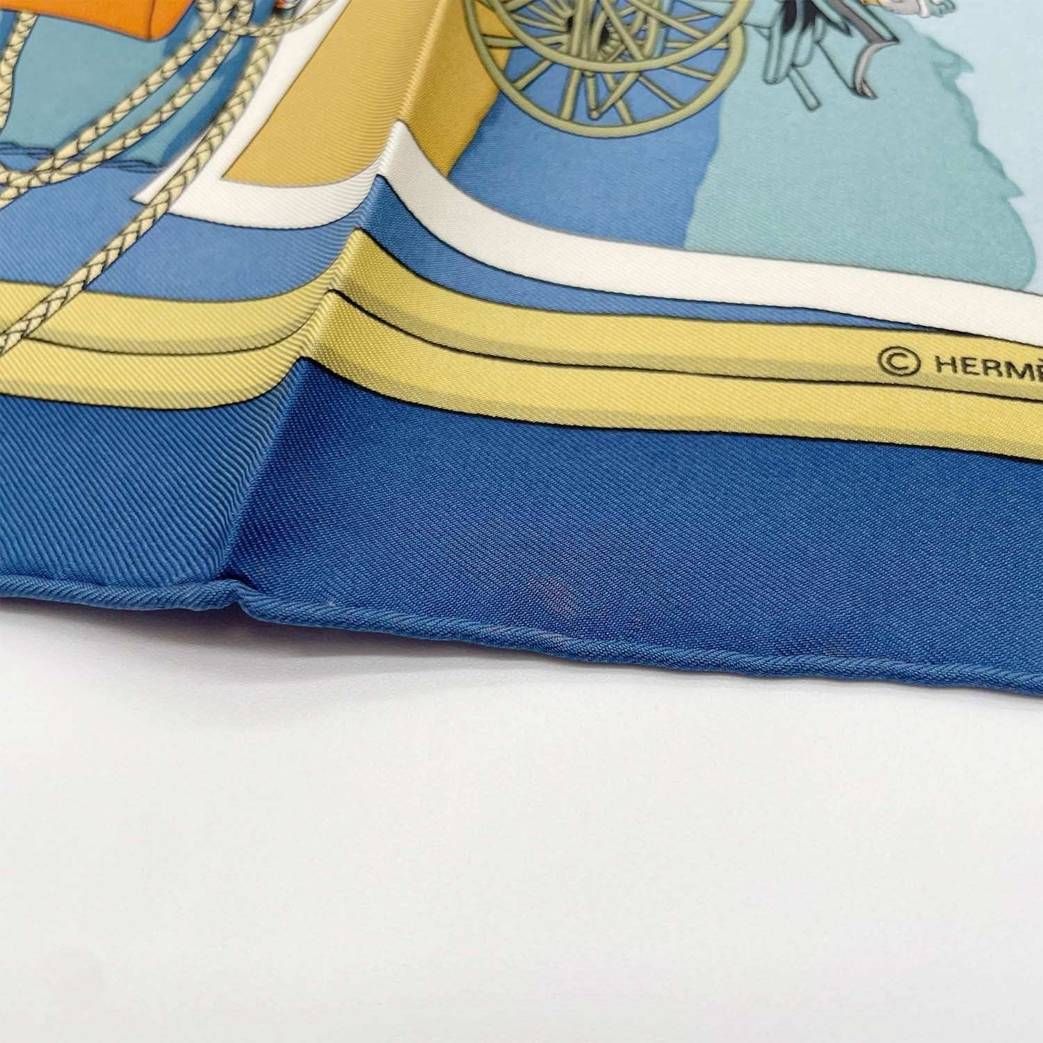 HERMES カレ90 Carriage Hat 馬車とハット 写真柄 大判 スカーフ