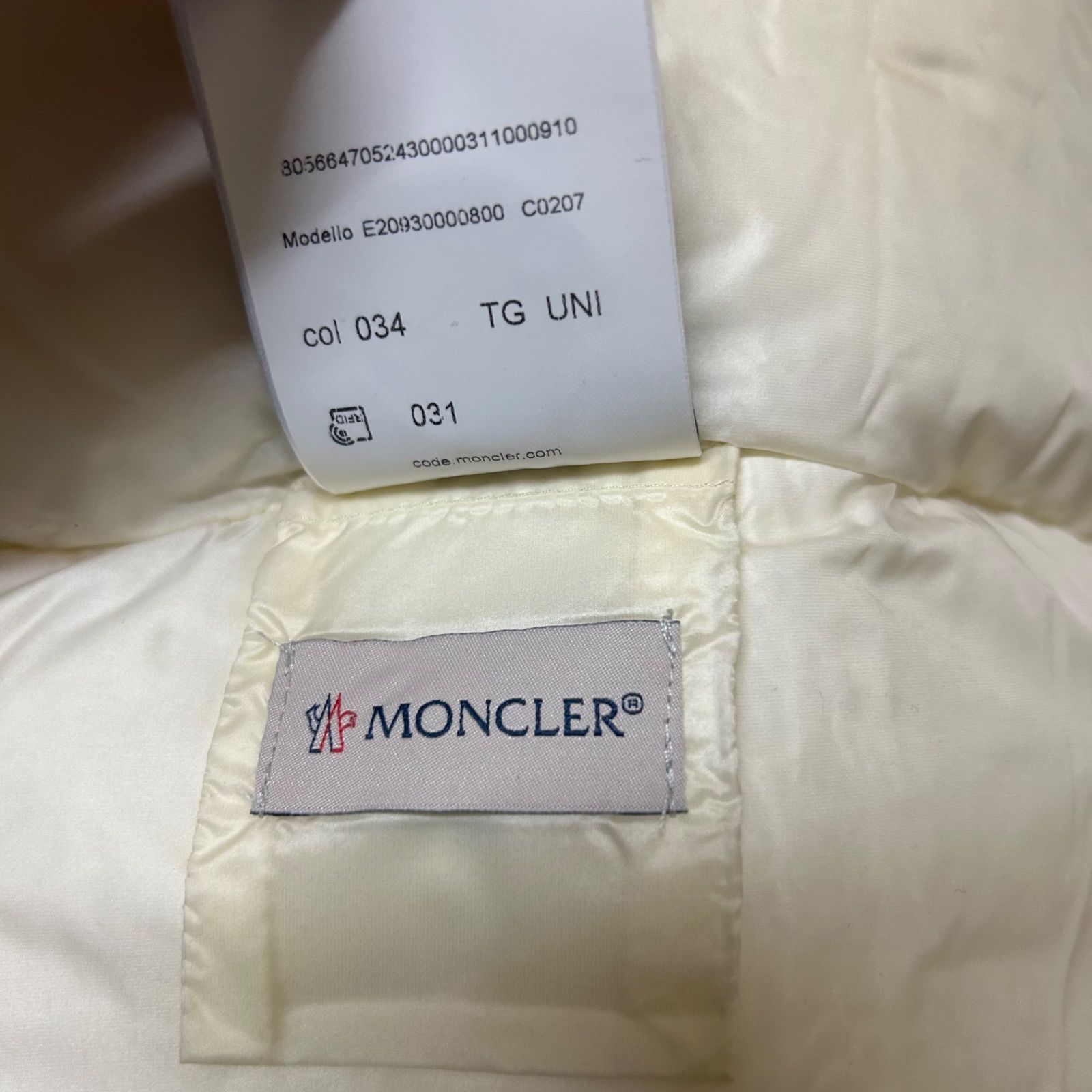 モンクレール　ダウンマフラー アイボリー MONCLER ダウンマフラー レディース メンズ モンクレール – Rehello by