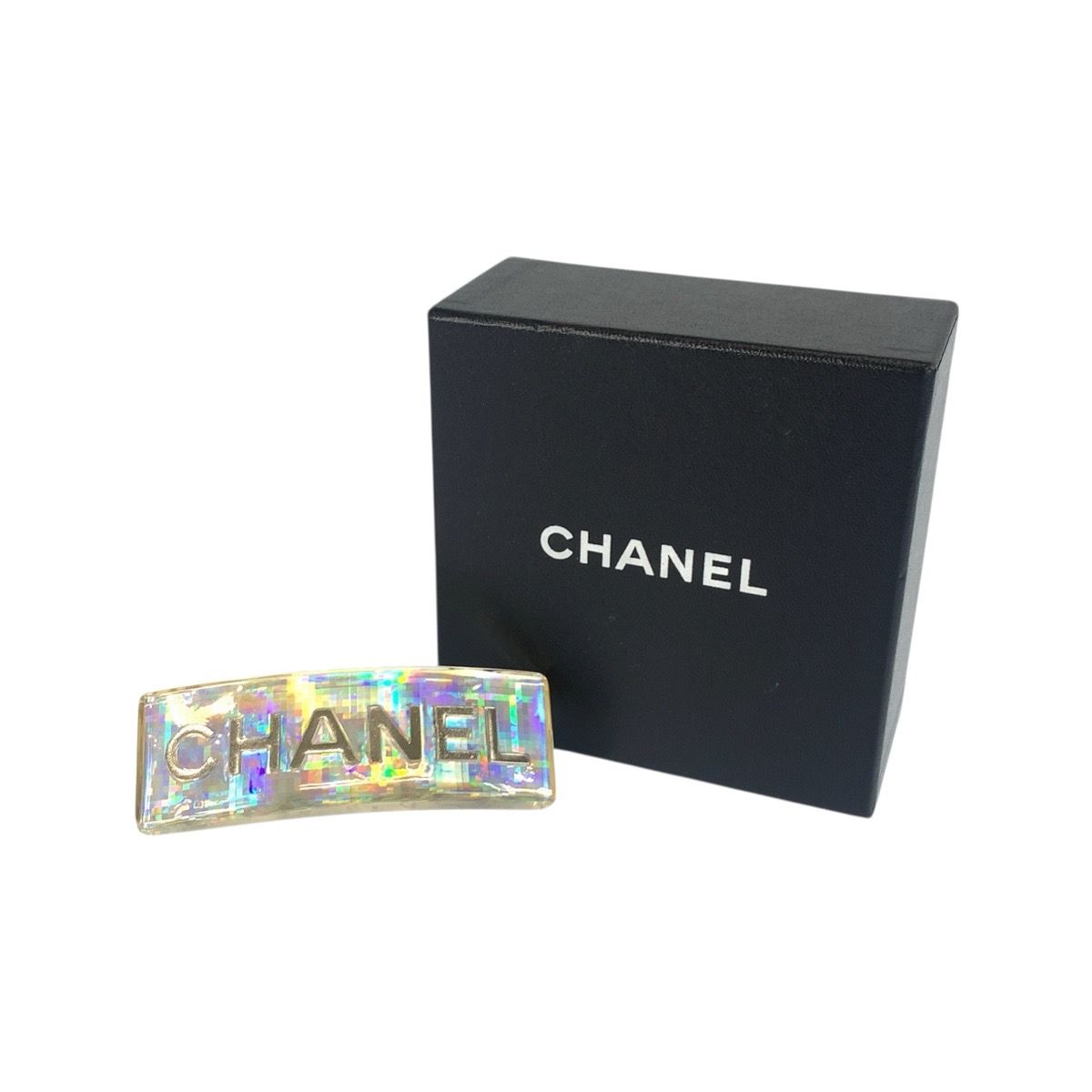 美品 CHANEL シャネル ロゴ シルバー オーロラ プラスチック/メッキ