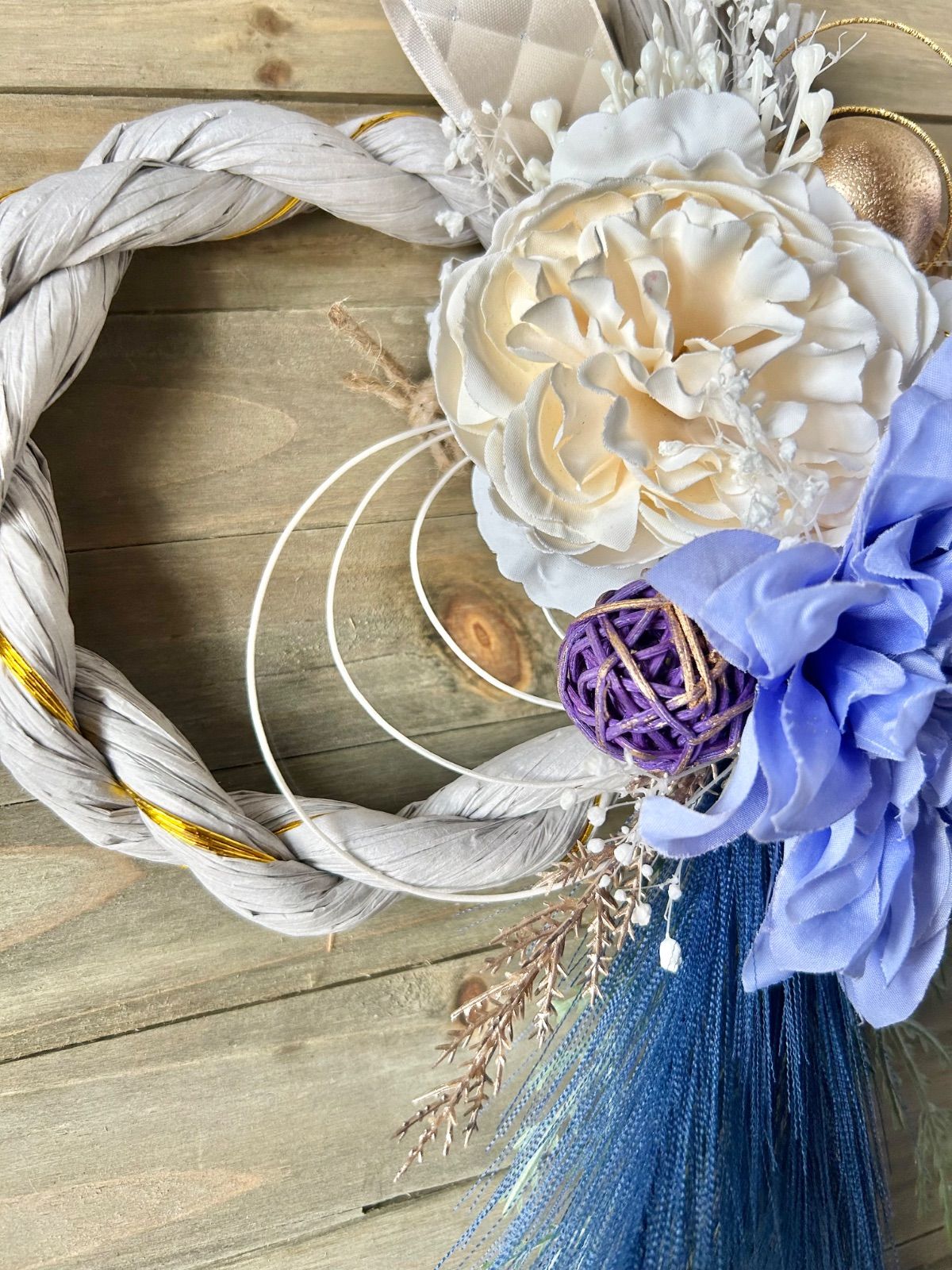 7-194 しめ縄リース しめ縄飾り お正月飾り お正月リース カラー