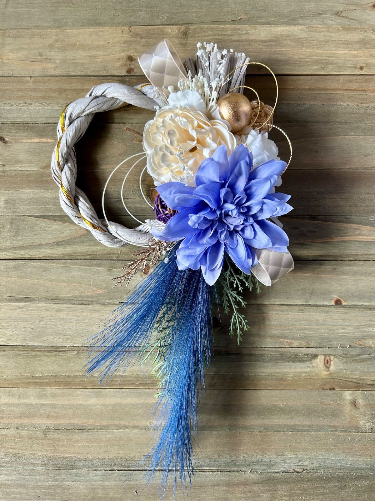 7-194 しめ縄リース しめ縄飾り お正月飾り お正月リース カラー