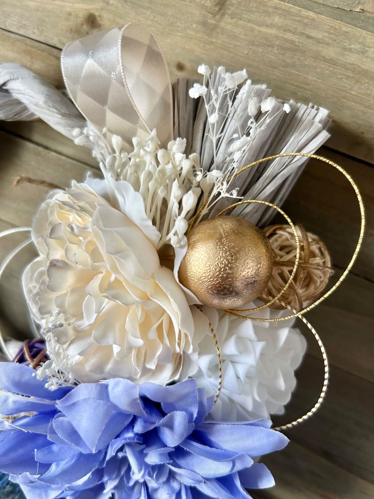 リースしめ縄飾り 2025年新作 ソラフラワー 幸せを願い ナチュラル しめ縄飾り しめ縄