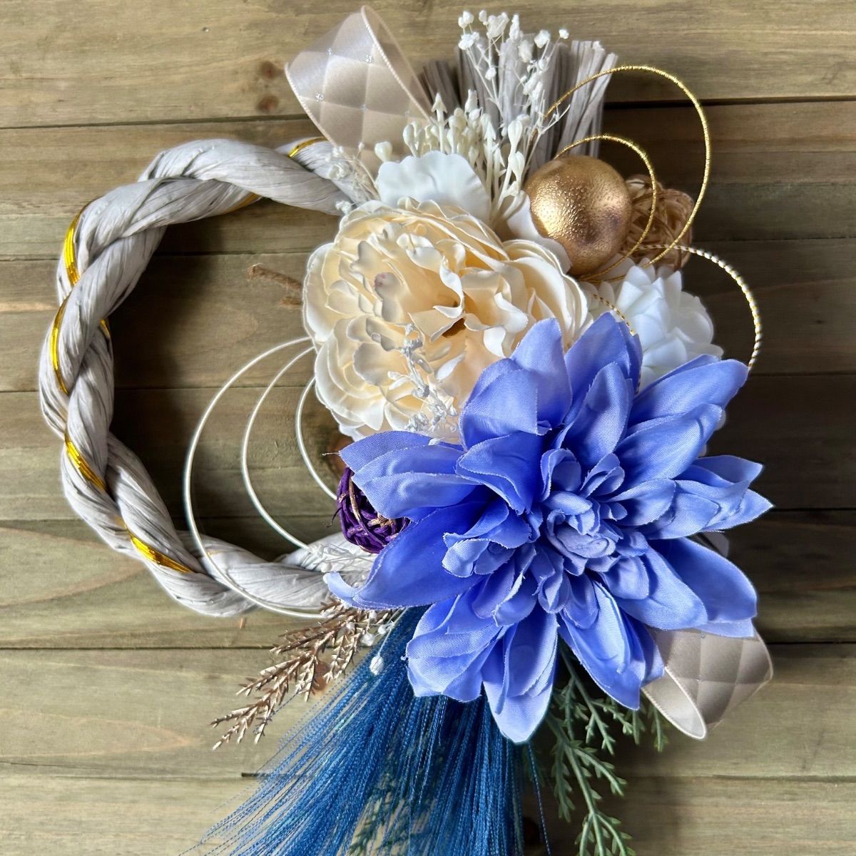 リース しめ飾り 7-197 しめ縄リース しめ縄飾り お正月飾り お正月リース カラー