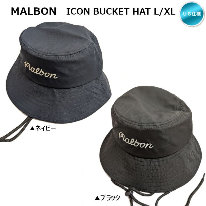 MALBON バケットハット ブラック 帽子 マルボン ハット ゴルフ 2025 Malbon Golf マルボンゴルフ ICON スクリプトロゴ バケットハット