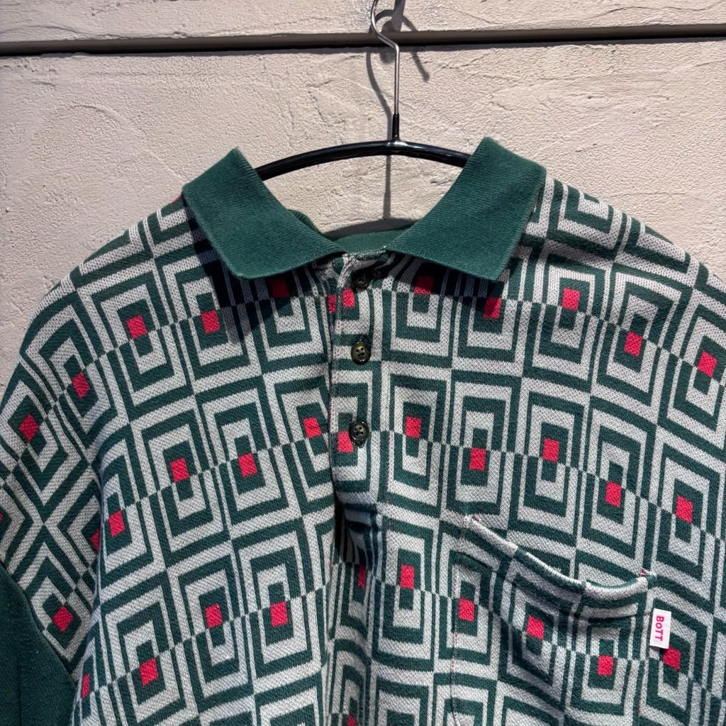 BOTT ボット DOOR JACQUARD L/S POLO 長袖ポロシャツ 213BOTT08