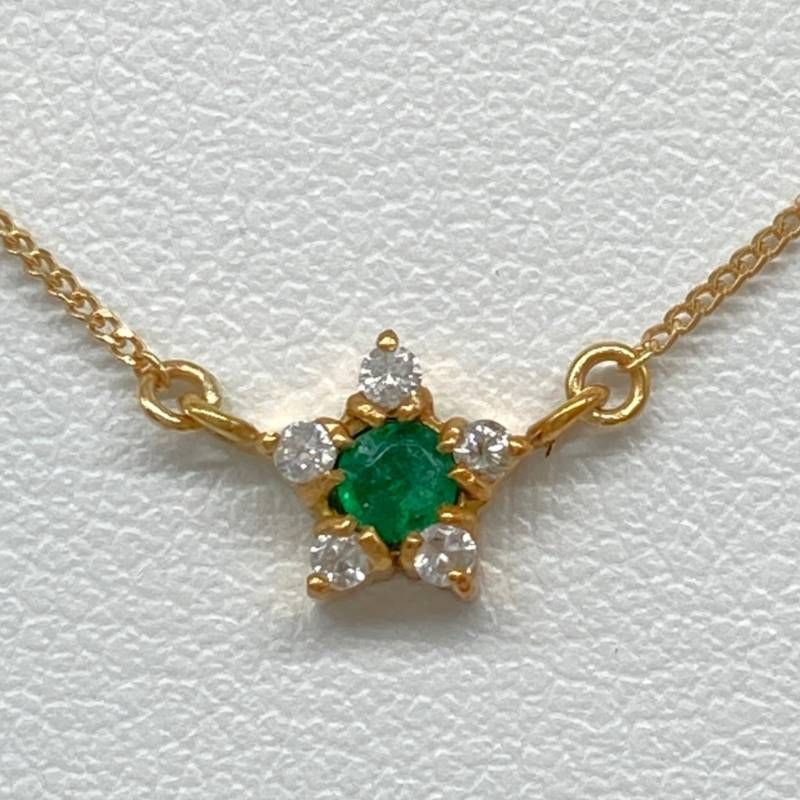 K18 STAR JEWELRY ダイヤ エメラルド ネックレス BRIGHTEST STAR