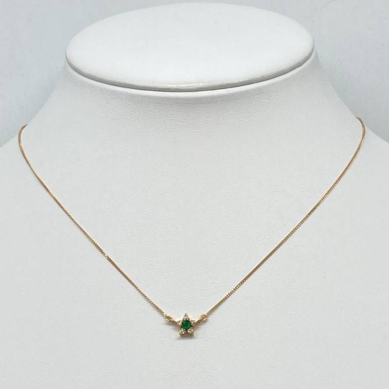 美品】K18 天然エメラルド ダイヤ スターネックレス 0.03ct - メルカリ