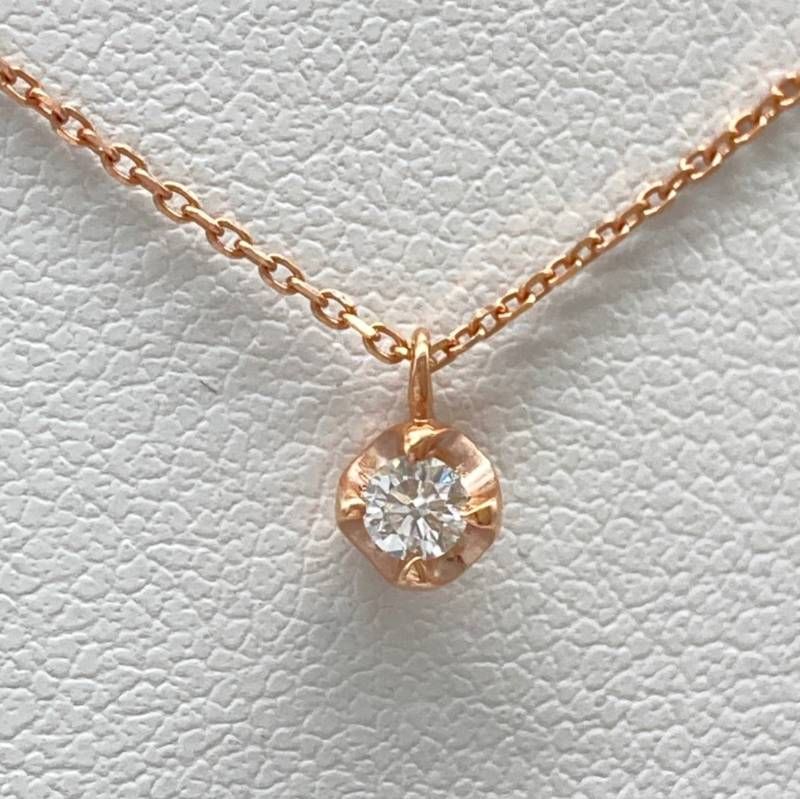 美品】 4℃ K10PG 1粒ダイヤモンドネックレス - メルカリ