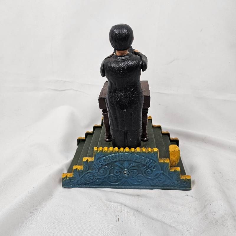 アンティーク 鋳鉄製 マジシャン 貯金箱 メカニカルバンク 動作OK