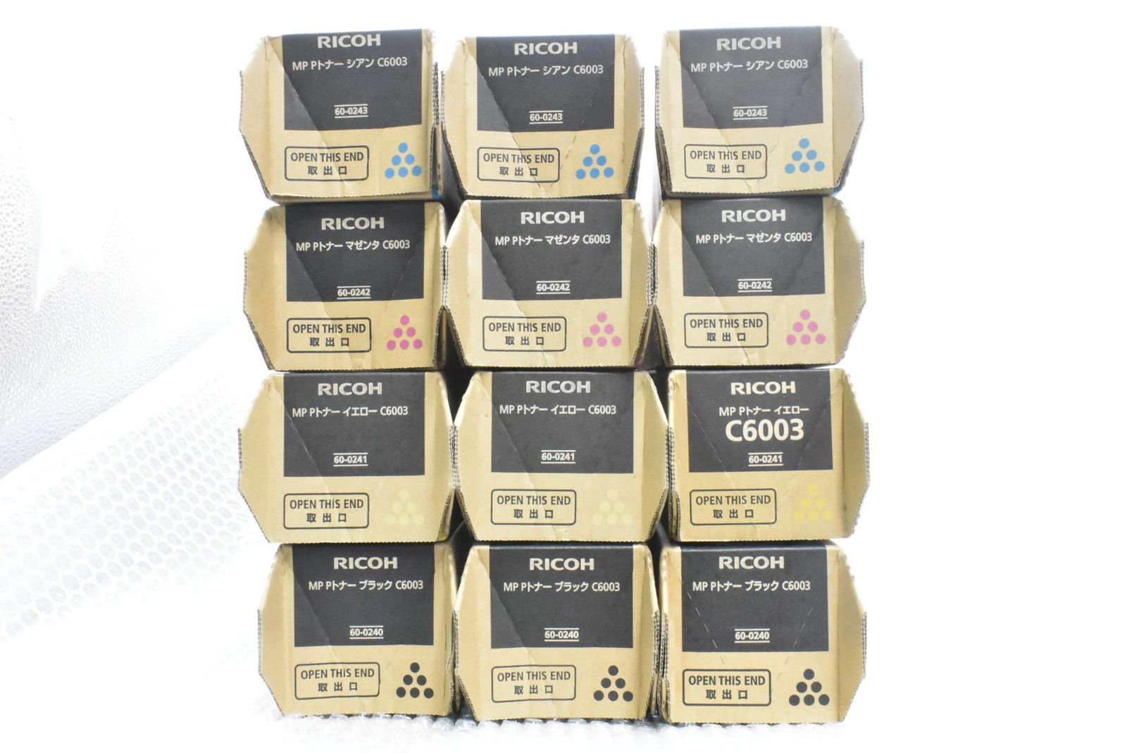 未使用 RICOH 純正 トナー C6003 4色12本（シアン・マゼンタ・イエロー