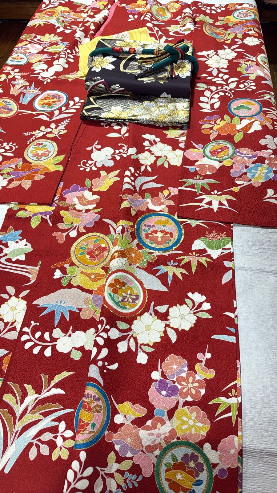 振袖 袋帯 セット 金駒刺繍 赤 橘 四季 - メルカリ