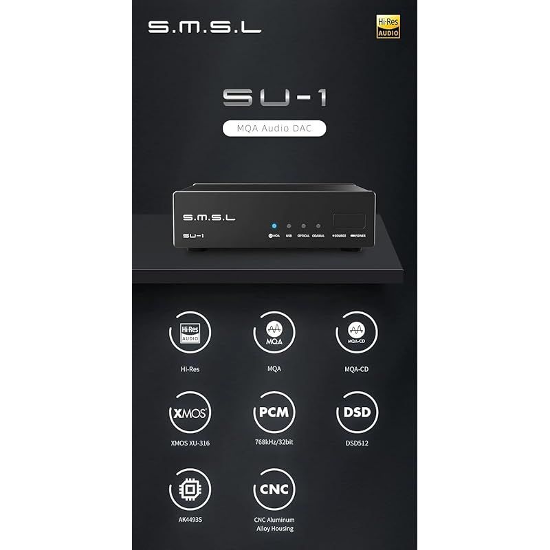 S.M.S.L SU-1 MQA MQA-CDオーディオデコーダー AK4493S XU316 768kHz