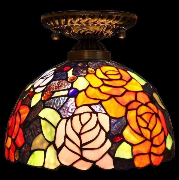 ☆【ステンドランプ ステンドグラス アンティーク 花柄】レトロな