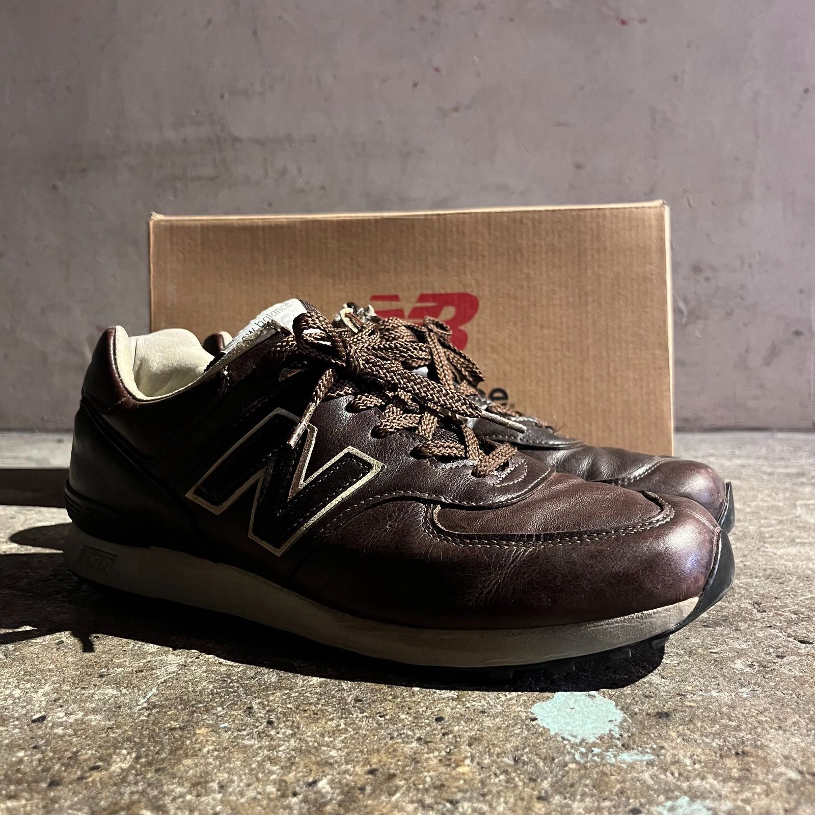 UK製 フルグレインレザー M576CBB BROWN US7.5 英国製【箱付き 美品】ニューバランス M576CBB ブラウン レザー US8