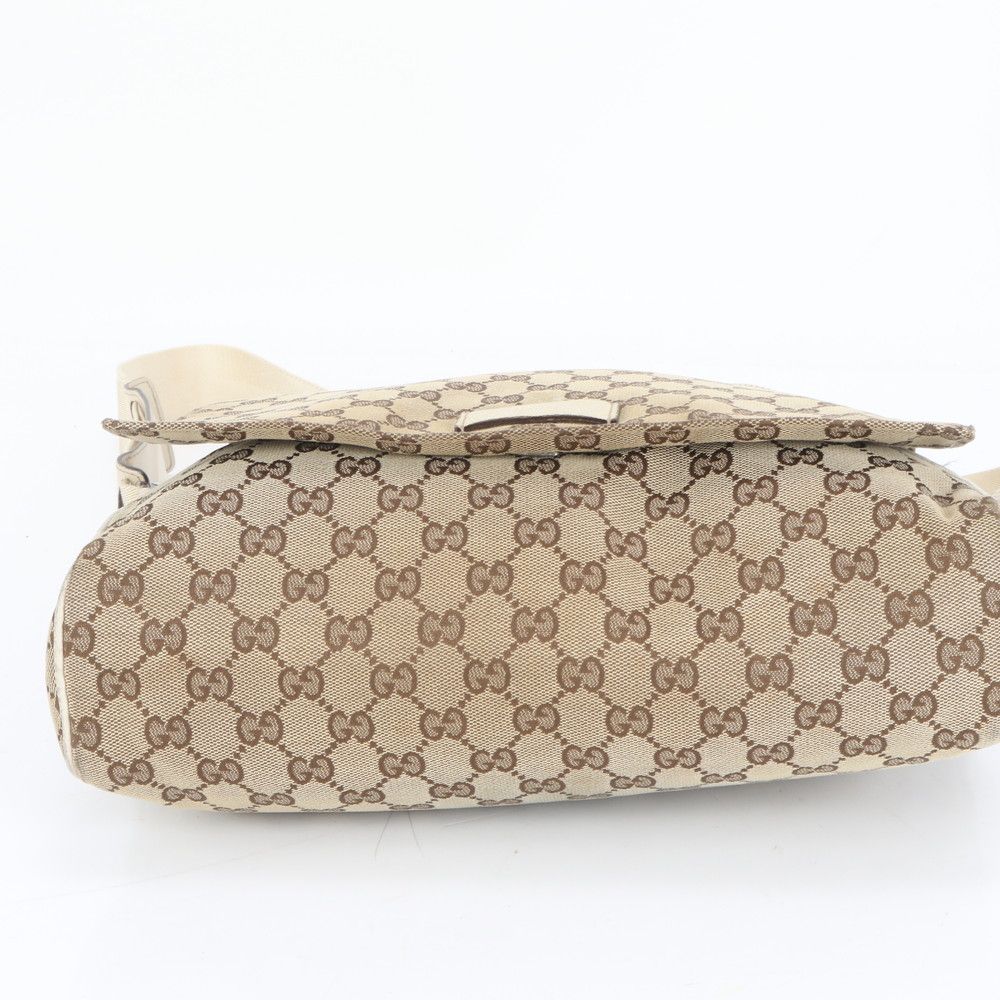 グッチ ベージュ キャンバス ショルダーバッグ 美品 グッチ GG キャンバス レザー ショルダーバッグ 斜め掛け