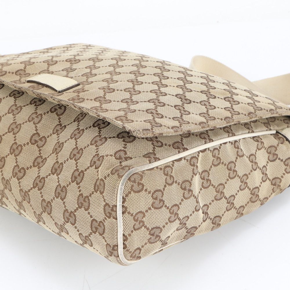 美品 グッチ GG キャンバス レザー ショルダーバッグ 斜め掛け